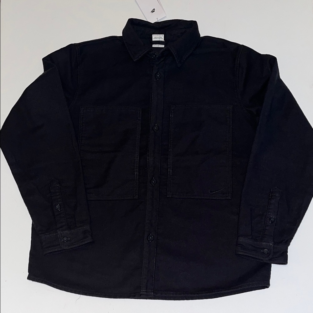 Nike Field Shirt Mens S Long-Sleeve Chamois Button Up oversized Gray Cotton $145